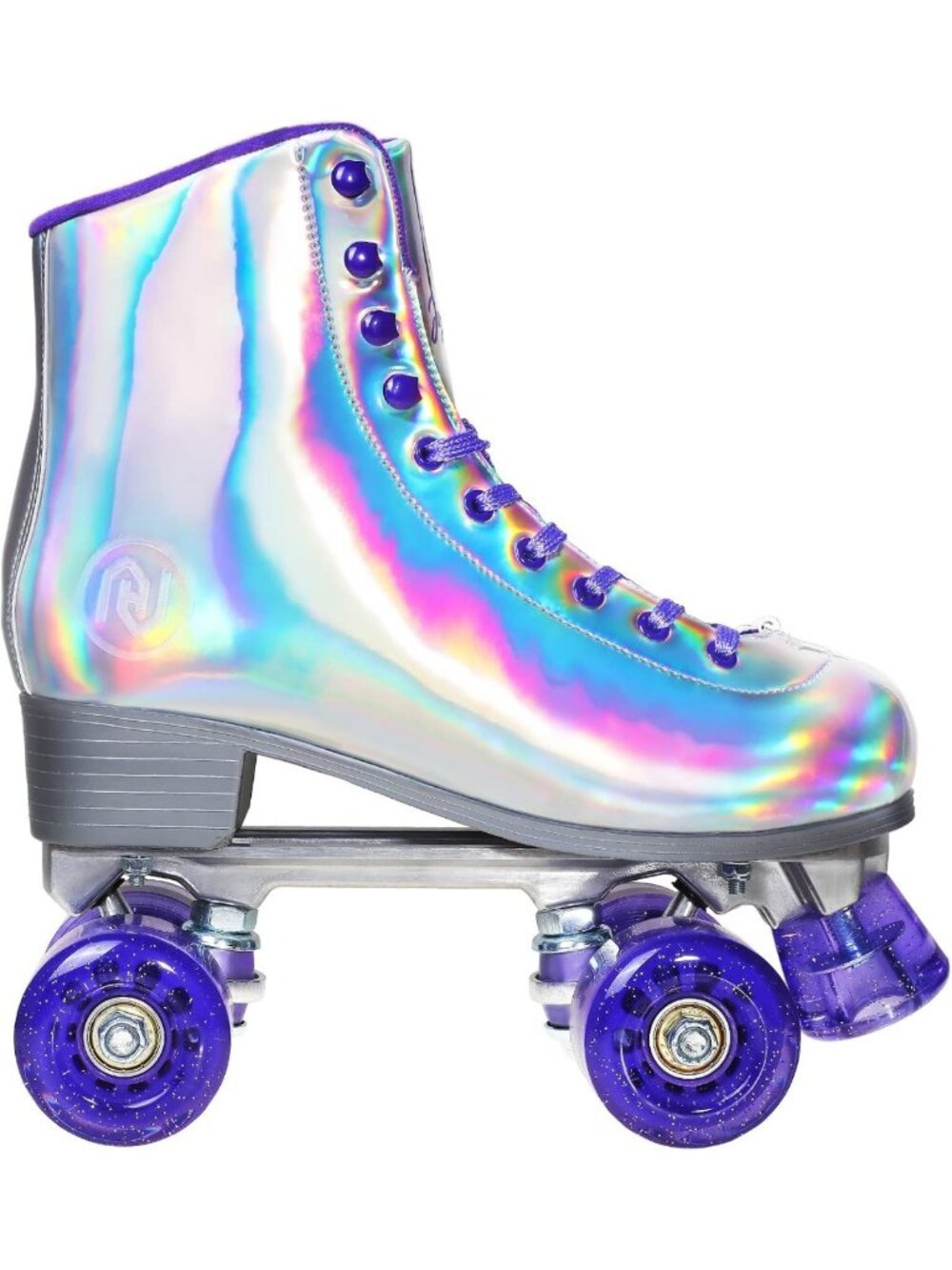 Holographic High Top Roller Skates for Women, Quad Skates with Shiny Wheels